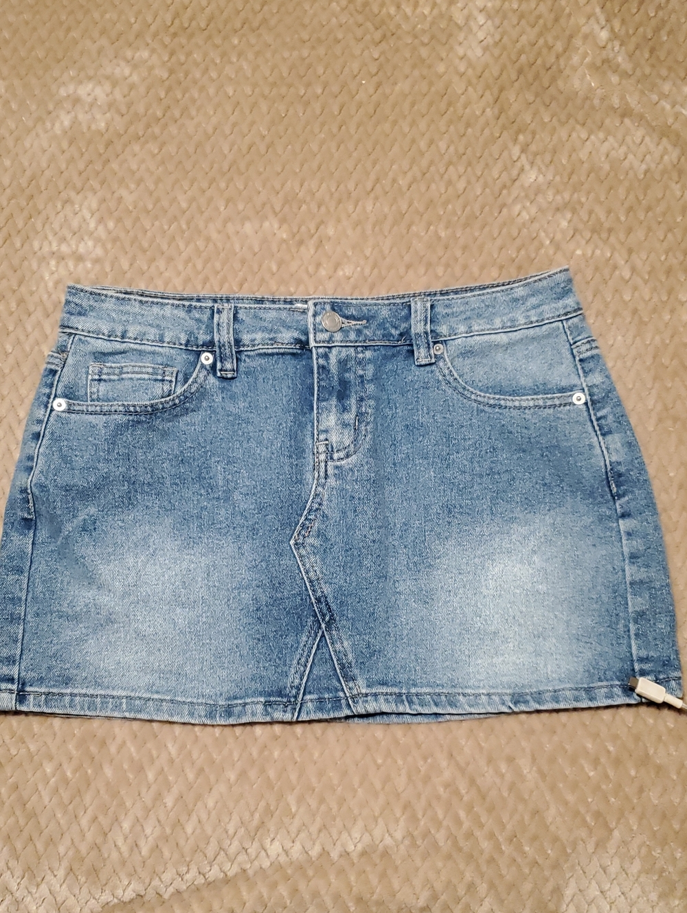 Washed Blue Denim Mini Skirt - Classic Casual